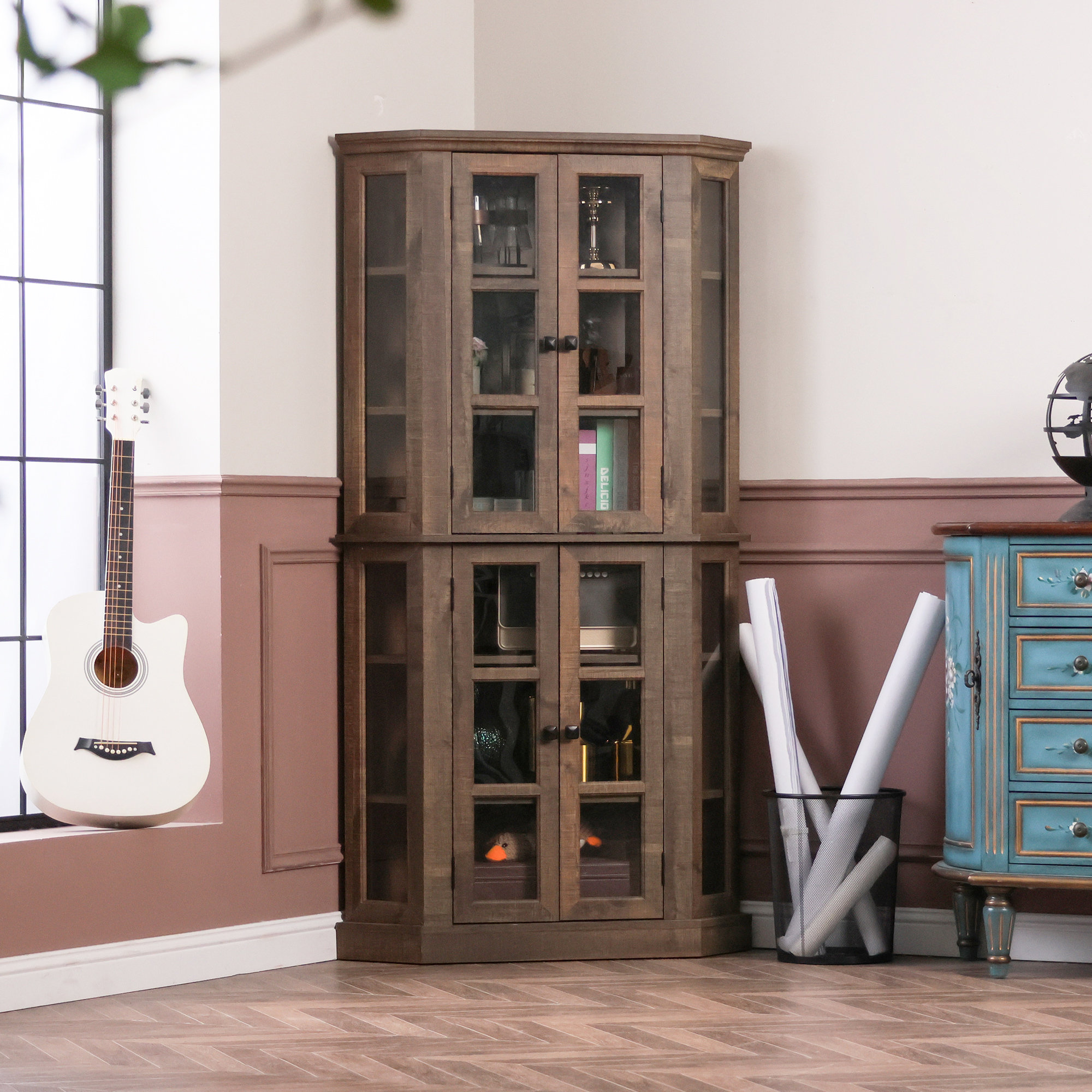 Millwood Pines Retro Hexagon Corner Dining Cabinet & Reviews | Wayfair